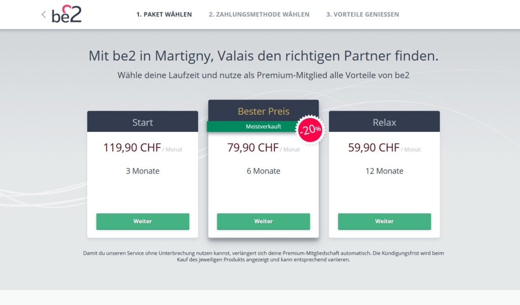 be2 Kosten Übersicht