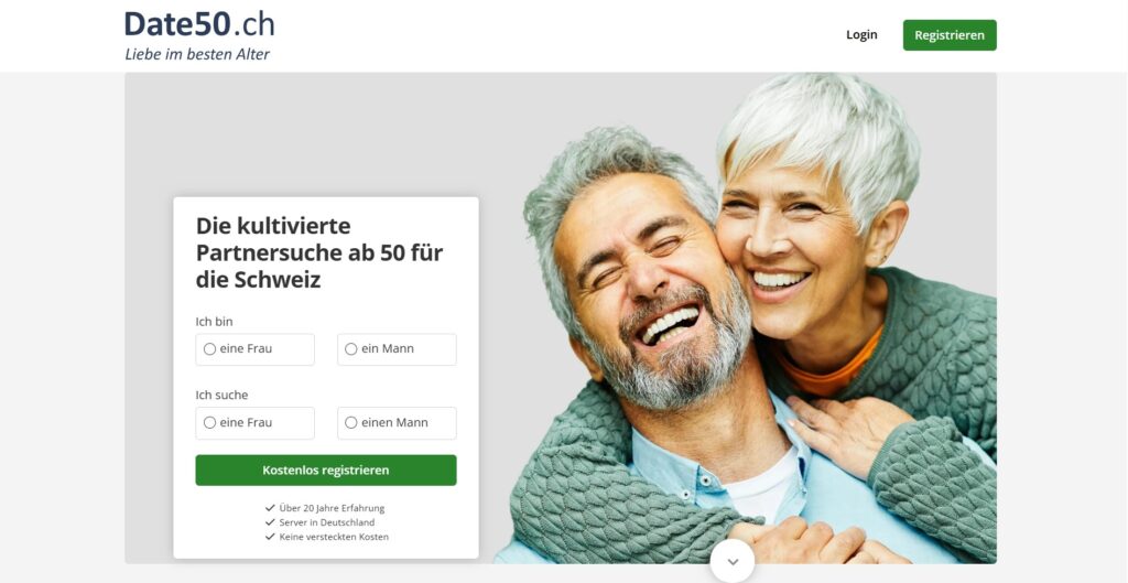 Startseite von Date50 Schweiz