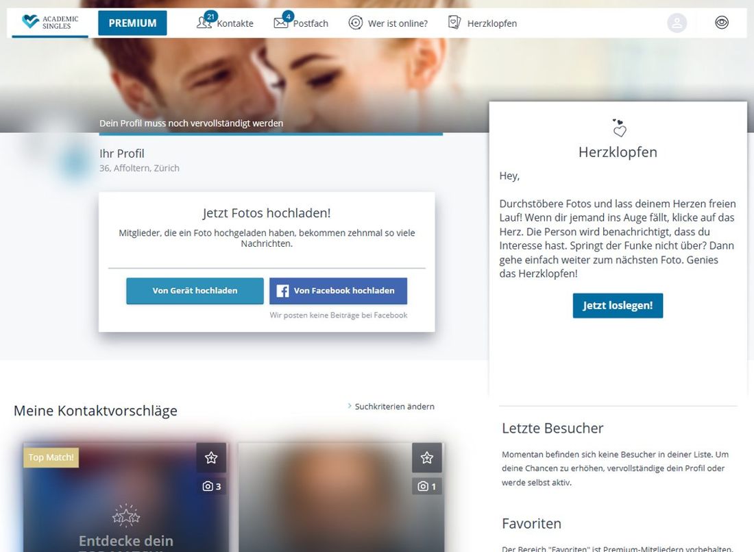 Academic Singles Mitgliederbereich