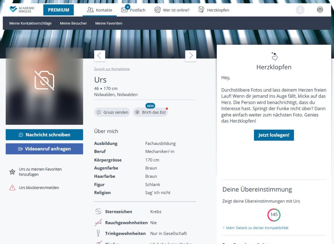 Academic Singles Profilansicht